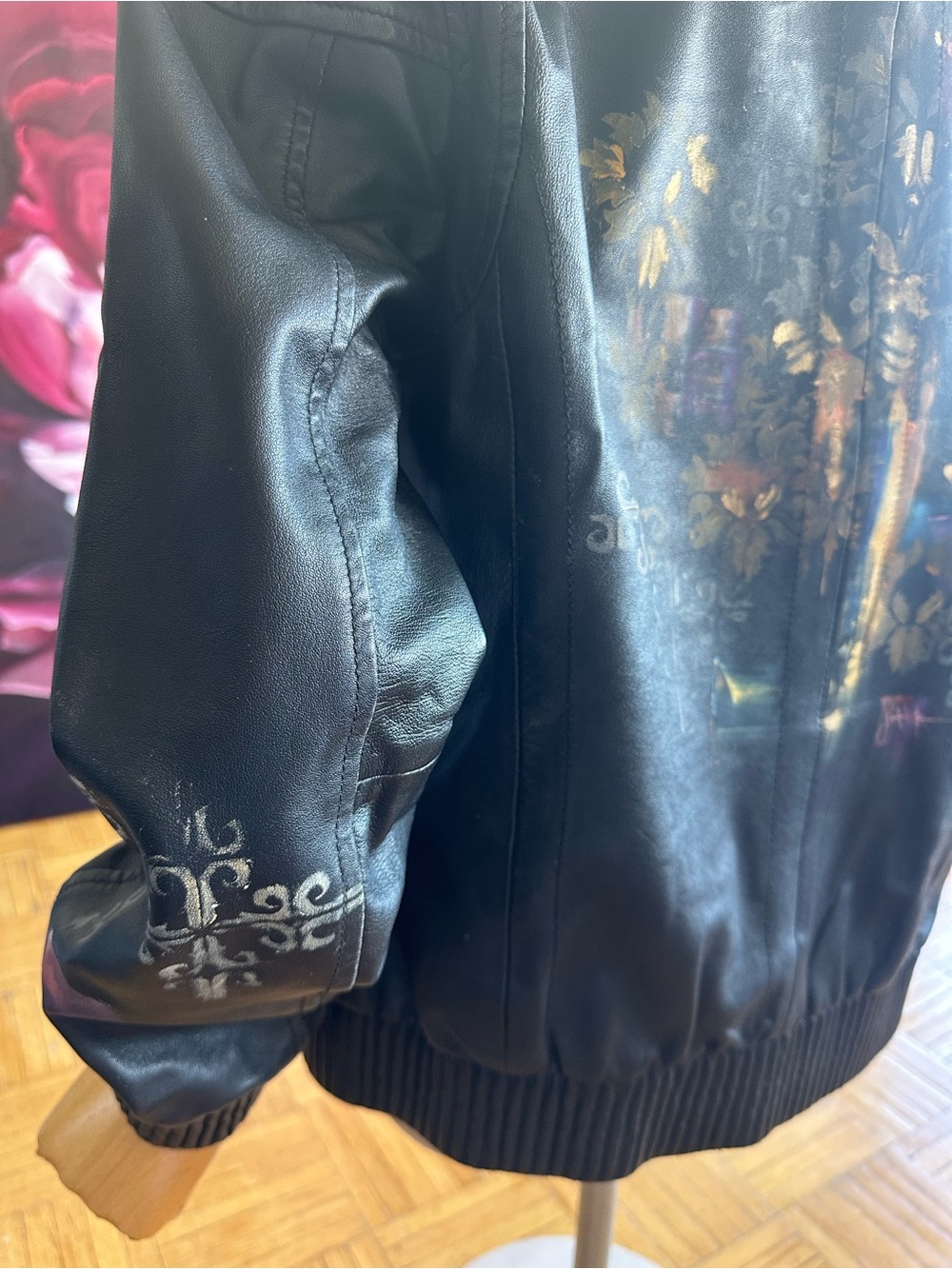 Hand Painted Leather Jacket Size M